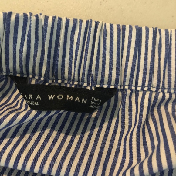 Zara Blue White Stripe Off Shoulder Top - Picture 7 of 7